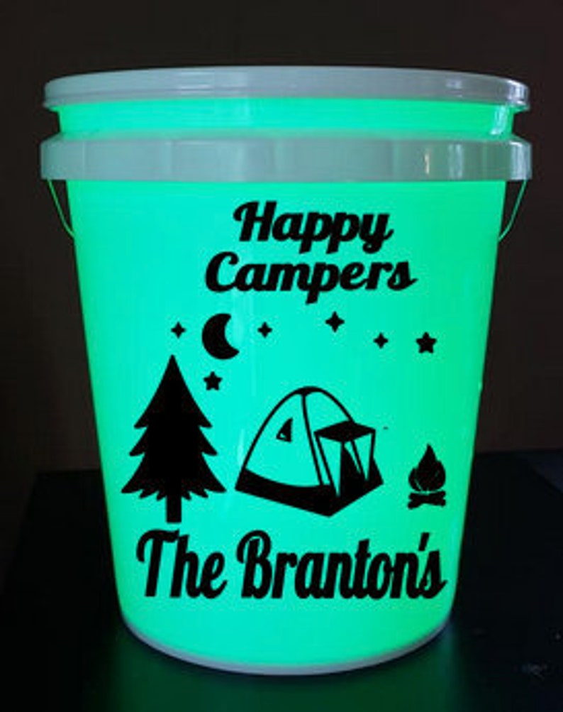 Happy Campers Light up Camping Bucket Glow in the Dark Etsy