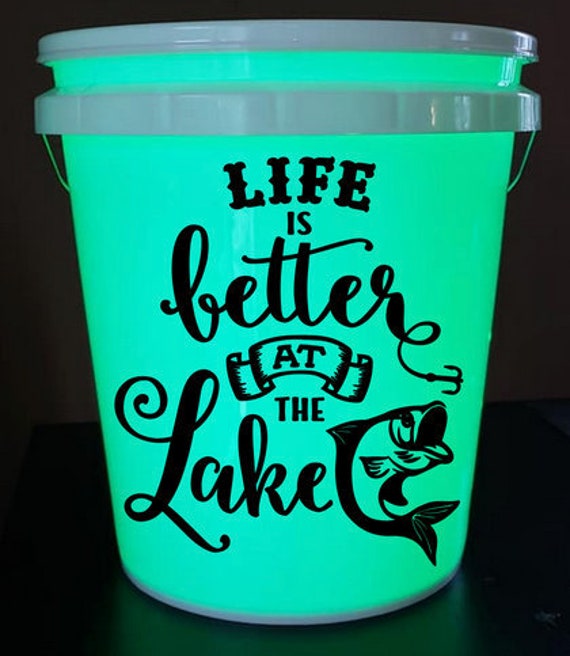 Life is Better at the Lake, Light up Camping Bucket, Glow in the Dark Bucket,  Lantern, Camping Decor, Father's Day Bucket, Light Ice Bucket 