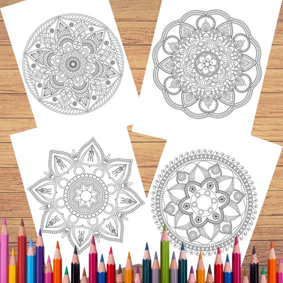 Download Single Mandala Coloring Pages For Adults Vol 2 Procreate Etsy