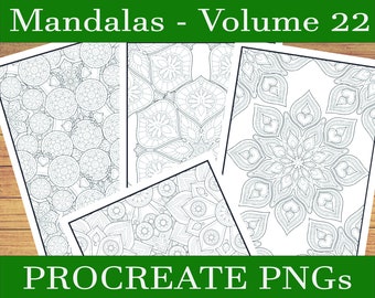 Mandala Volume 22 - Coloring Pages for Adults - PROCREATE Version, Instant Download, Coloring Book, Coloring Pages, Adult Coloring Book