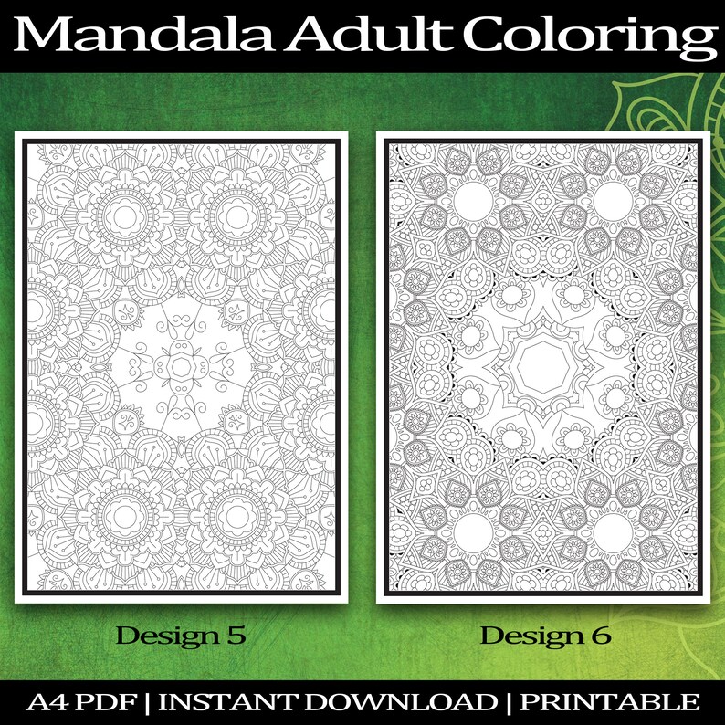 Mandala Adult Coloring Pages Printable A4 Instant Download - Etsy