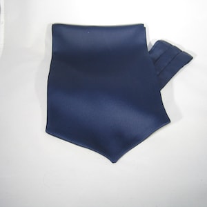 Solid Navy Silk Ascot Scarf & A Pocket Square Set