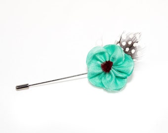 Helya Mint Fabric Flower Lapel Pin