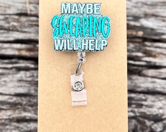 Grappige badgehaspel Sarcastische ID-houder Intrekbare badgeclip voor verpleegkundigen Kantoorpersoneel Leraren Personeel Cadeau-ideeën voor collega's