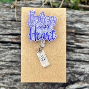 Bless Your Heart Badge Reel Funny Interchangeable ID Holder for Nurses Teachers Office Workers Southern Humor Gift Idea
