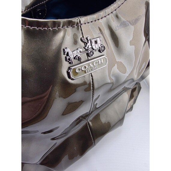 Coach Madison Maggie Patent Leather Hobo Shoulder Bag Gunmetal