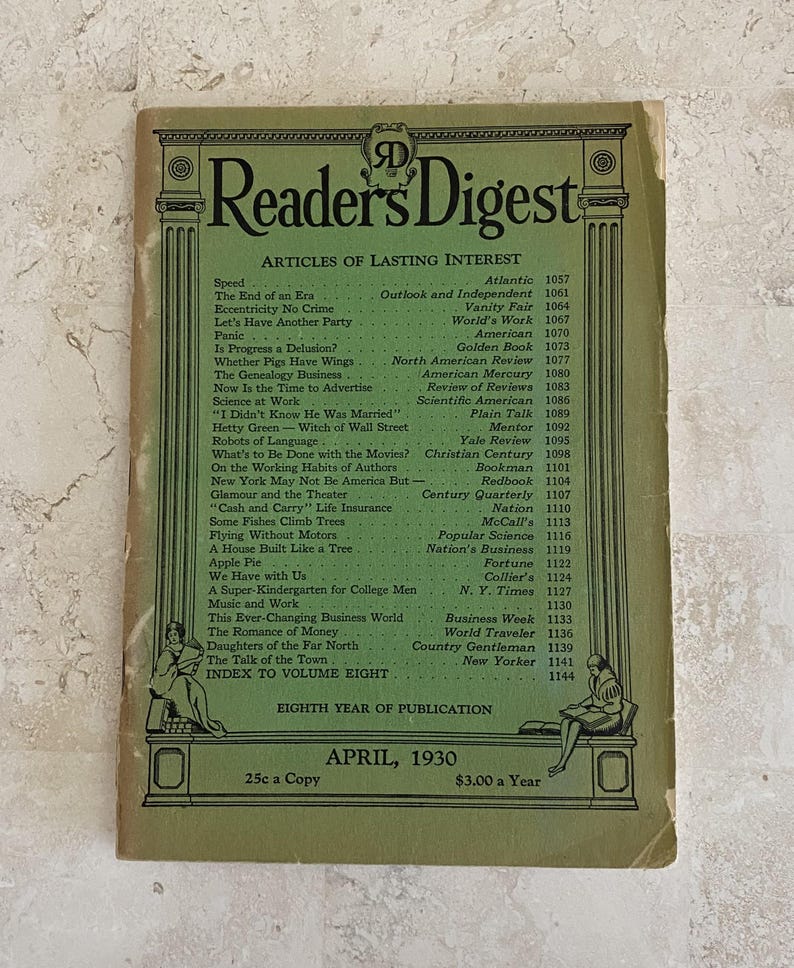 Vintage April 1930 Readers Digest - Etsy