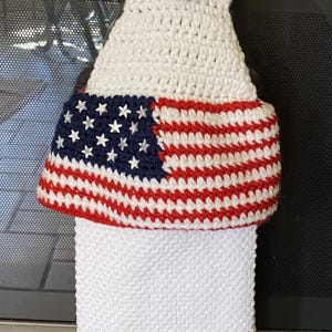 Stars and Stripes gehaakte handdoektopper met handdoek