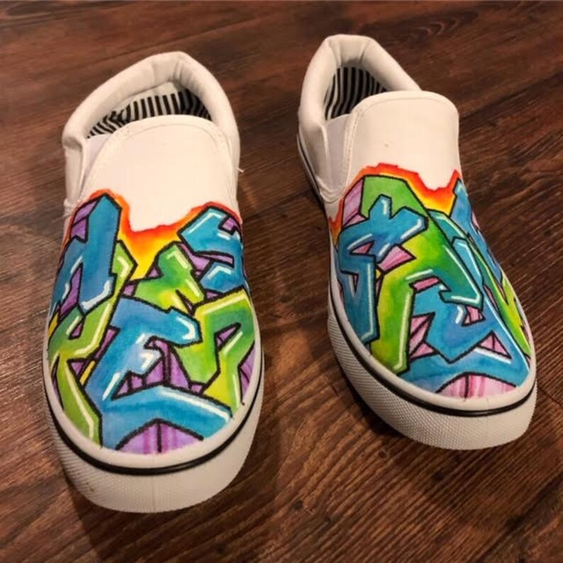 Fresh Style Graffiti Shoes Etsy