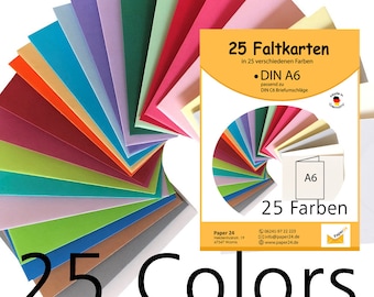 A6 card set in 25 different colours