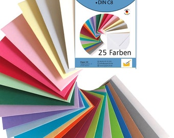 25 verschiedenfarbige Briefumschläge , 25 Farben Miniumschläge für Adventskalender, Weihnachten, 25Bunt-DIN C8