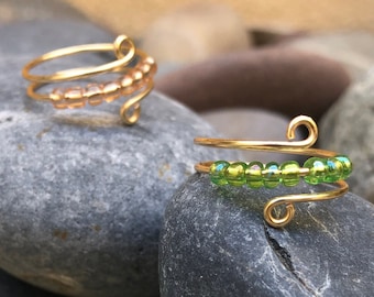 Gold fidget ring, thumb rings, focus jewelry