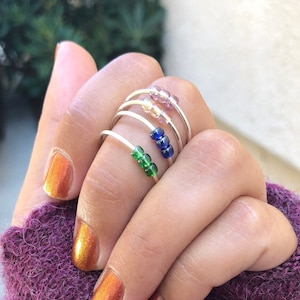 Fidget ring, sterling silver adjustable rings for women