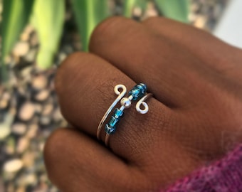 Fidget Ring Aqua, Sterling Silver Blue Jewelry - Main Image