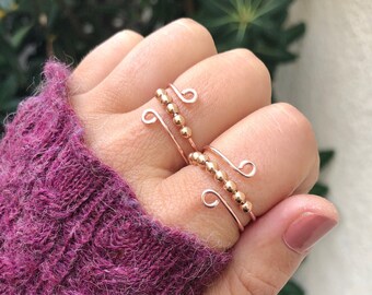 Fidget ring, rose gold fill, mindfulness jewelry
