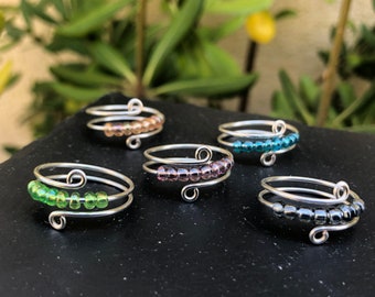 Fidget ring set of 2, anxiety rings, worry rings, spinner ring, thumb ring, rings for women