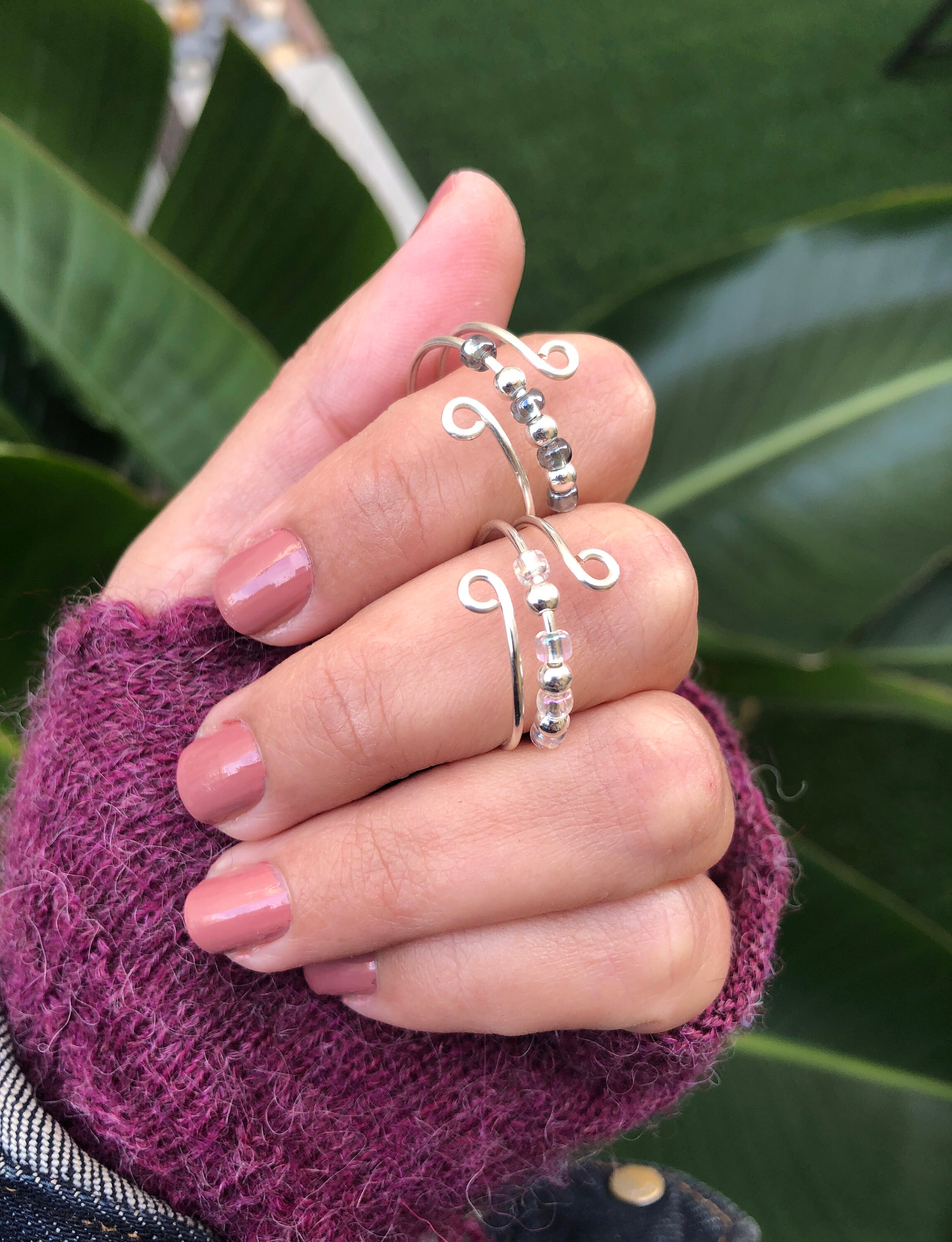 Fidget Ring Sterling Silver Anxiety Rings Dainty Worry Etsy