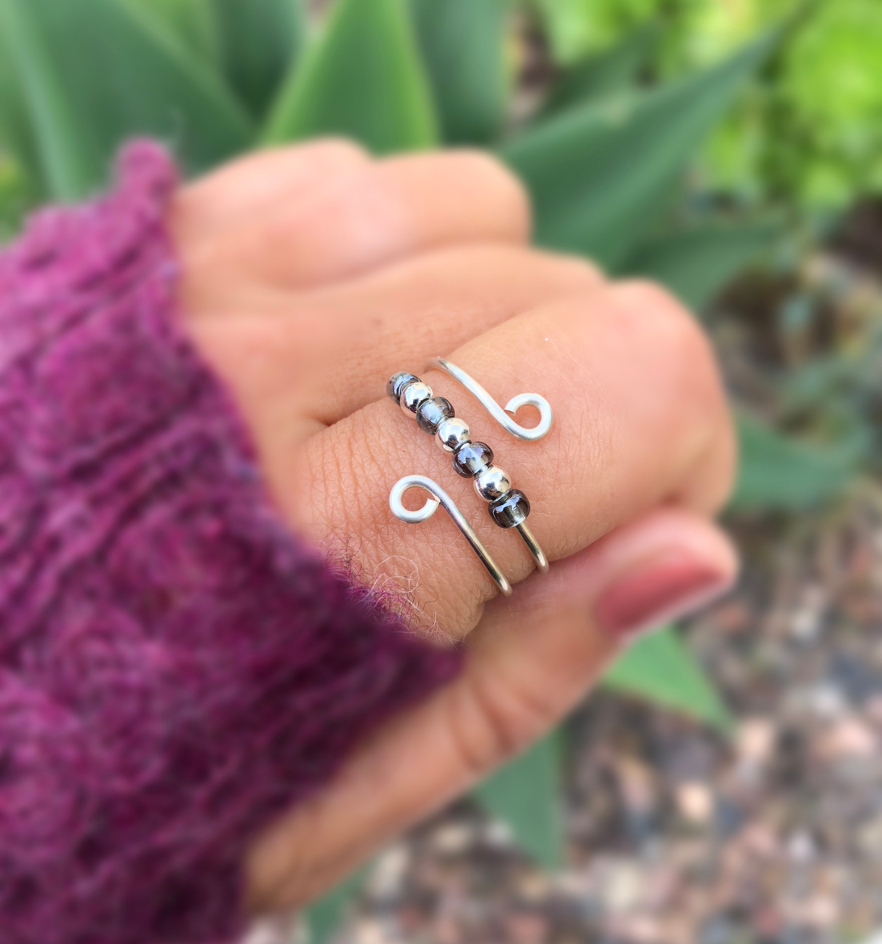 Fidget Ring Sterling Silver Anxiety Rings Dainty Worry Etsy