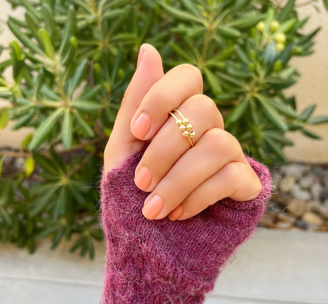 Gold Fidget Ring, Anxiety Rings, Dainty Rings, Spinner, Double Band