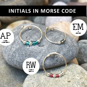 Morse Code ring, initials, fidget jewelry