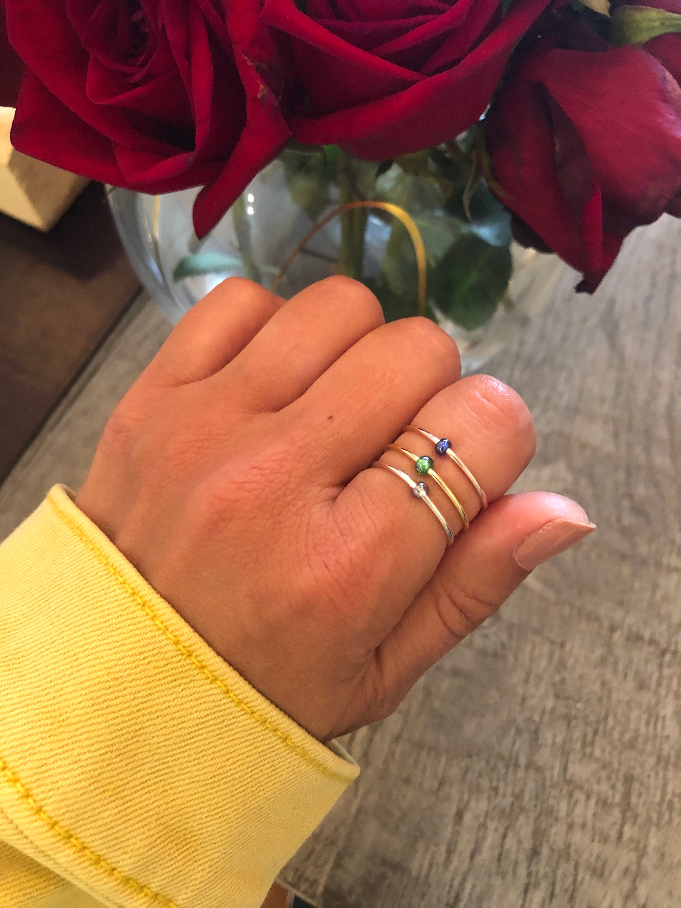 Anti anxiety ring set of 3 anxiety relief fidget bead rings Etsy