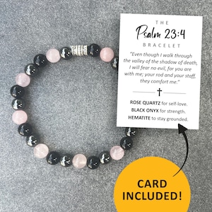 Psalm 23:4 bracelet, religious jewelry, Bible verse gift