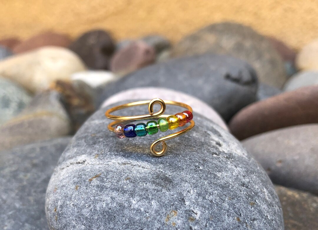 Fidget Ring Rainbow, Gold Fill - Etsy