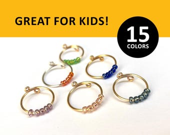 Fidget rings for kids, daughter, son beaded jewelry, 5 beads