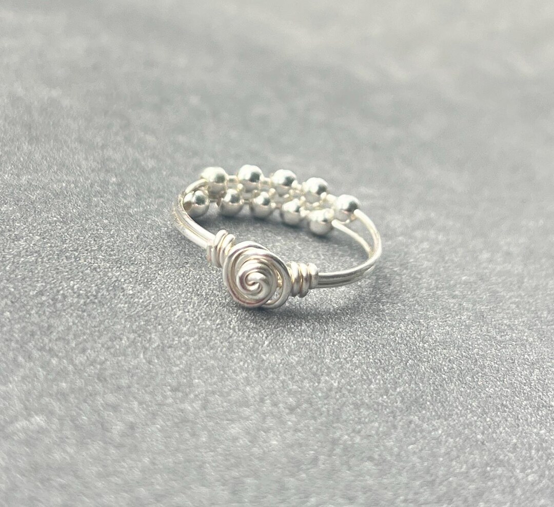 Flower Fidget Ring, Sterling Silver, Distraction Ring - Etsy