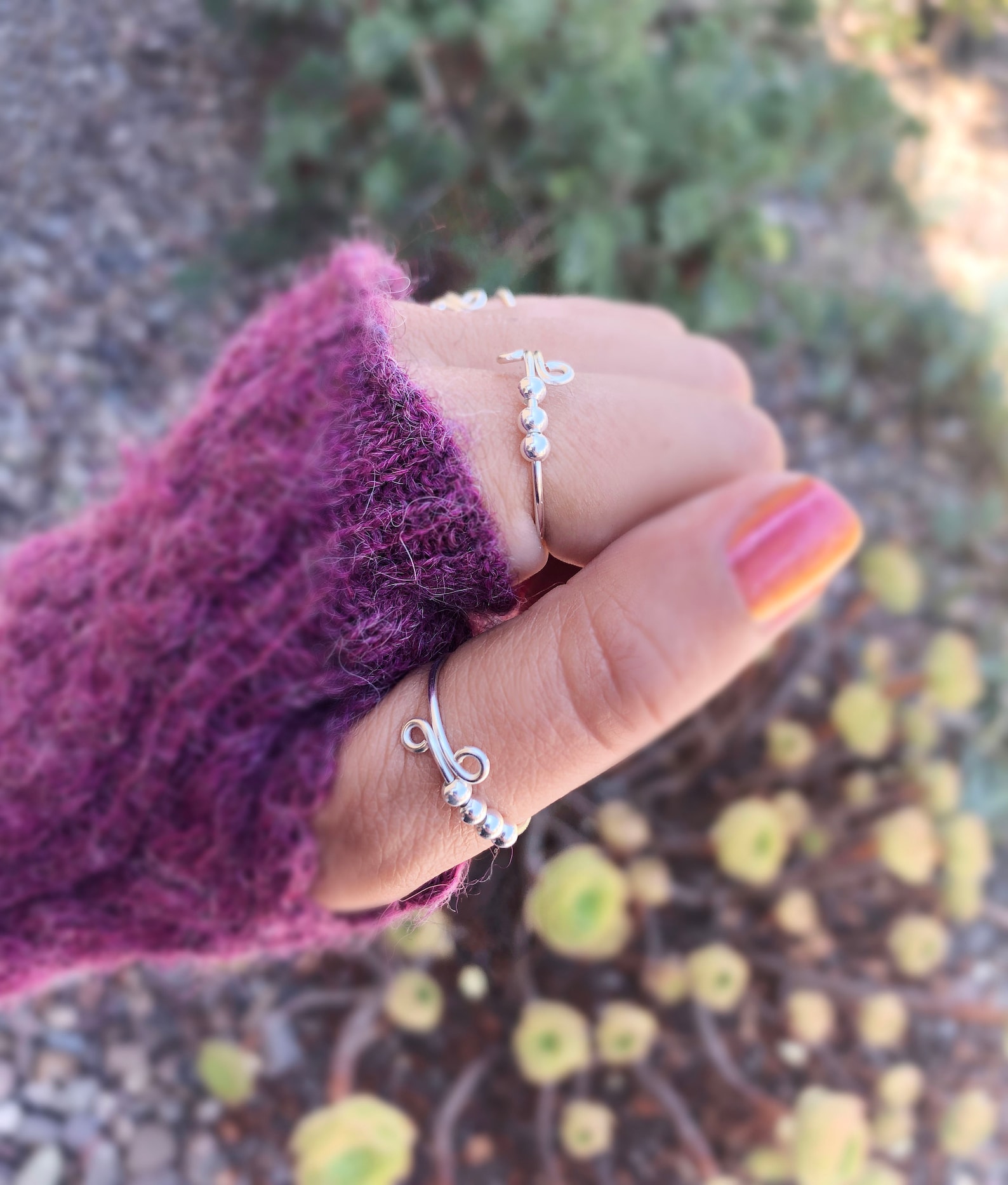 Anxiety Ring Sterling Silver Fidget Rings Dainty Worry Etsy