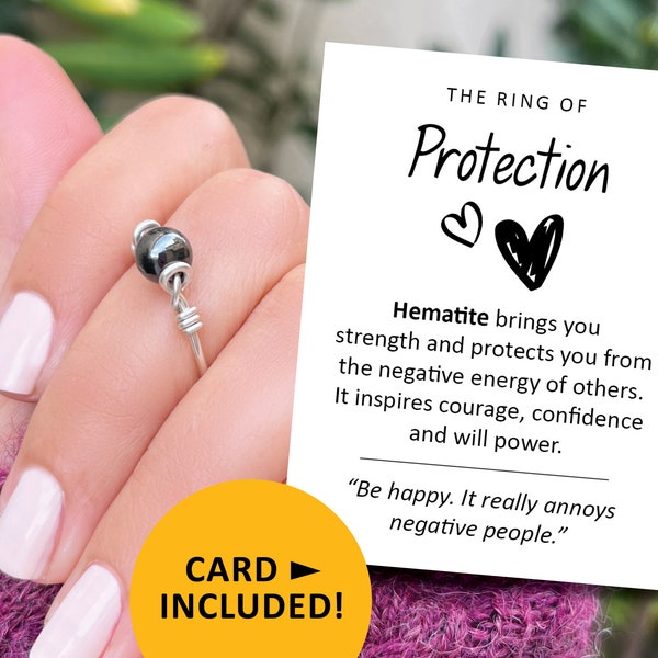 Hematite protection ring, fidget rings, anxiety relief gifts, empath functional jewelry, quiet