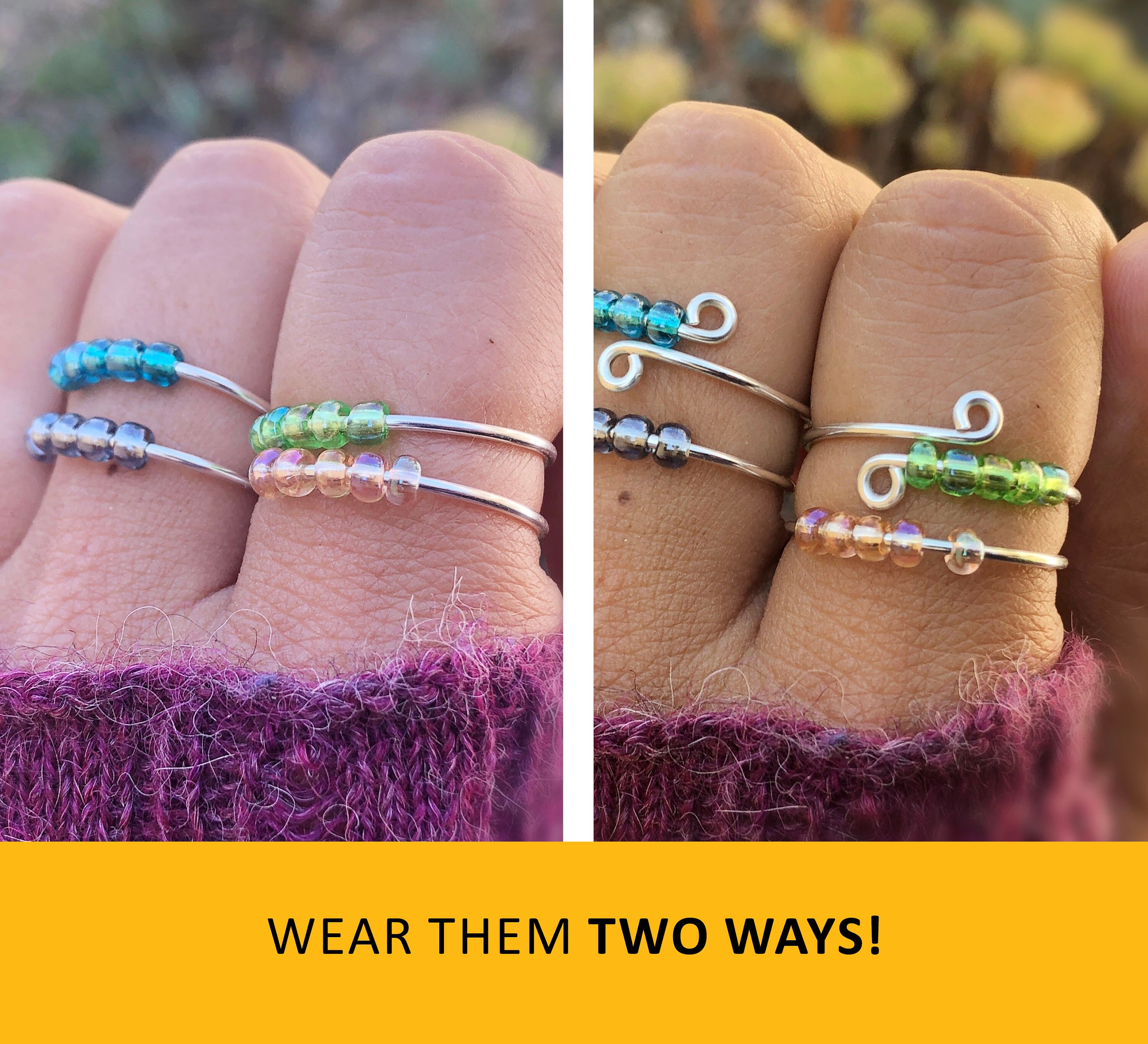 Anxiety Ring Sterling Silver Fidget Ring Dainty Worry Etsy