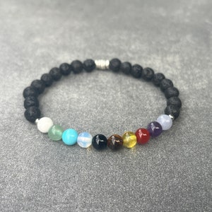 Psalm 23 bracelet, Bible bracelet, Christian faith, Black lava stone, Natural wood bead, beaded jewelry