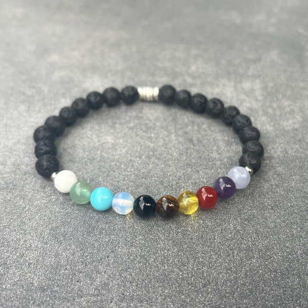 Psalm 23 Stone Bead Bracelet, Lava Stone, Christian Jewelry