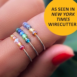 Fidget ring set of 3, anxiety bead rings in random colors, worry rings, spinner ring, rings for women