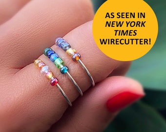 Fidget ring set of 3, anxiety bead rings in random colors, worry rings, spinner ring, rings for women