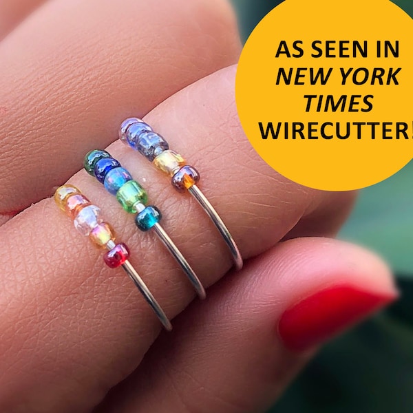 Fidget ring set of 3, anxiety bead rings in random colors, worry rings, spinner ring, rings for women