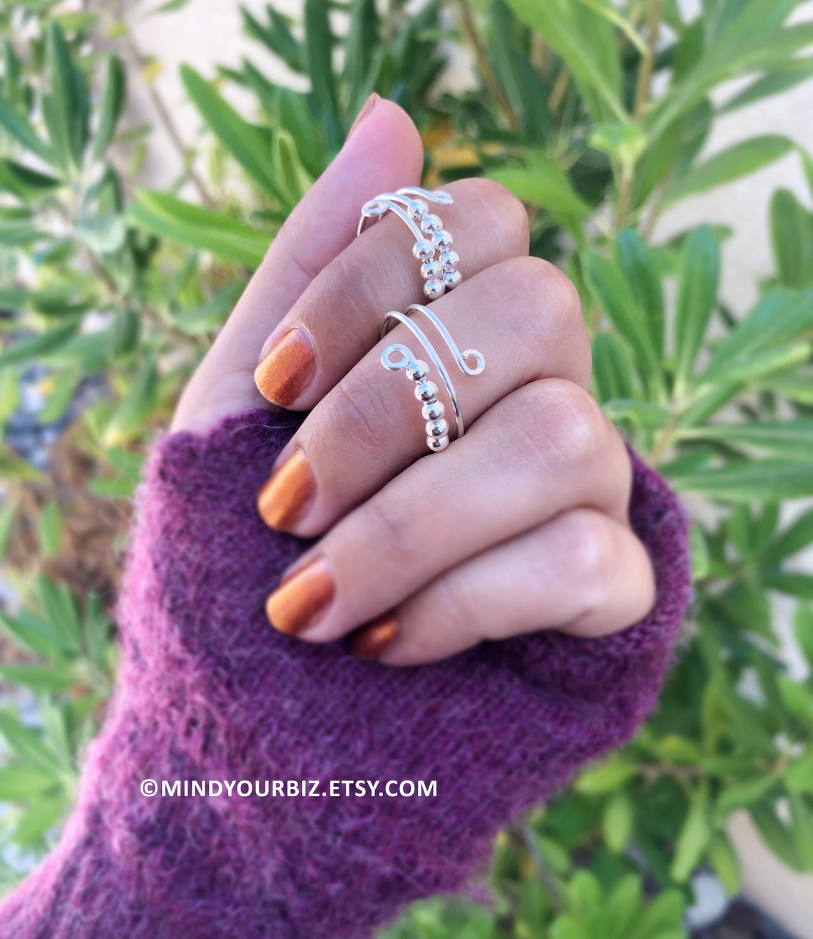 Fidget Ring Sterling Silver Anxiety Rings Dainty Worry Etsy