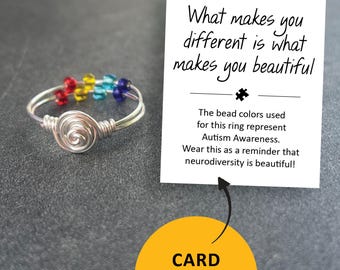 Autism Awareness ring, celebrate neurodiversity