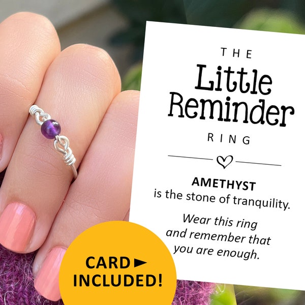 Amethyst fidget ring, Little Reminder anxiety rings, natural crystal stone, mental health gifts