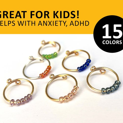 Fidget Rings for Kids Anxiety Bead Ring Daughter Son Etsy