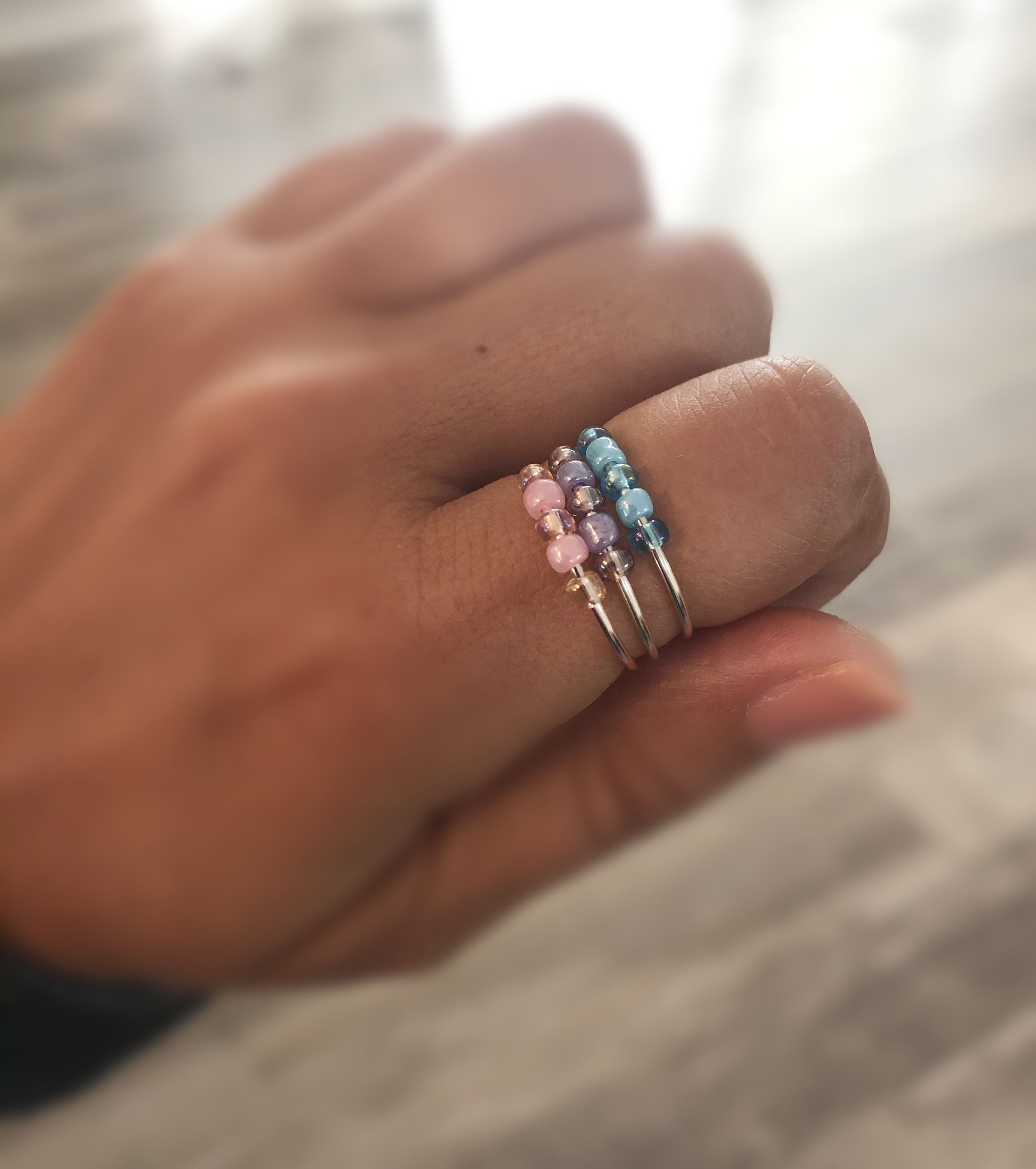 Fidget ring set of 3 anxiety ring dainty worry rings Etsy