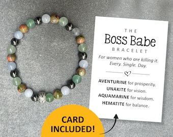 Boss babe bracelet, strong woman inspiration gift, female empowerment, daily affirmations, small business owner