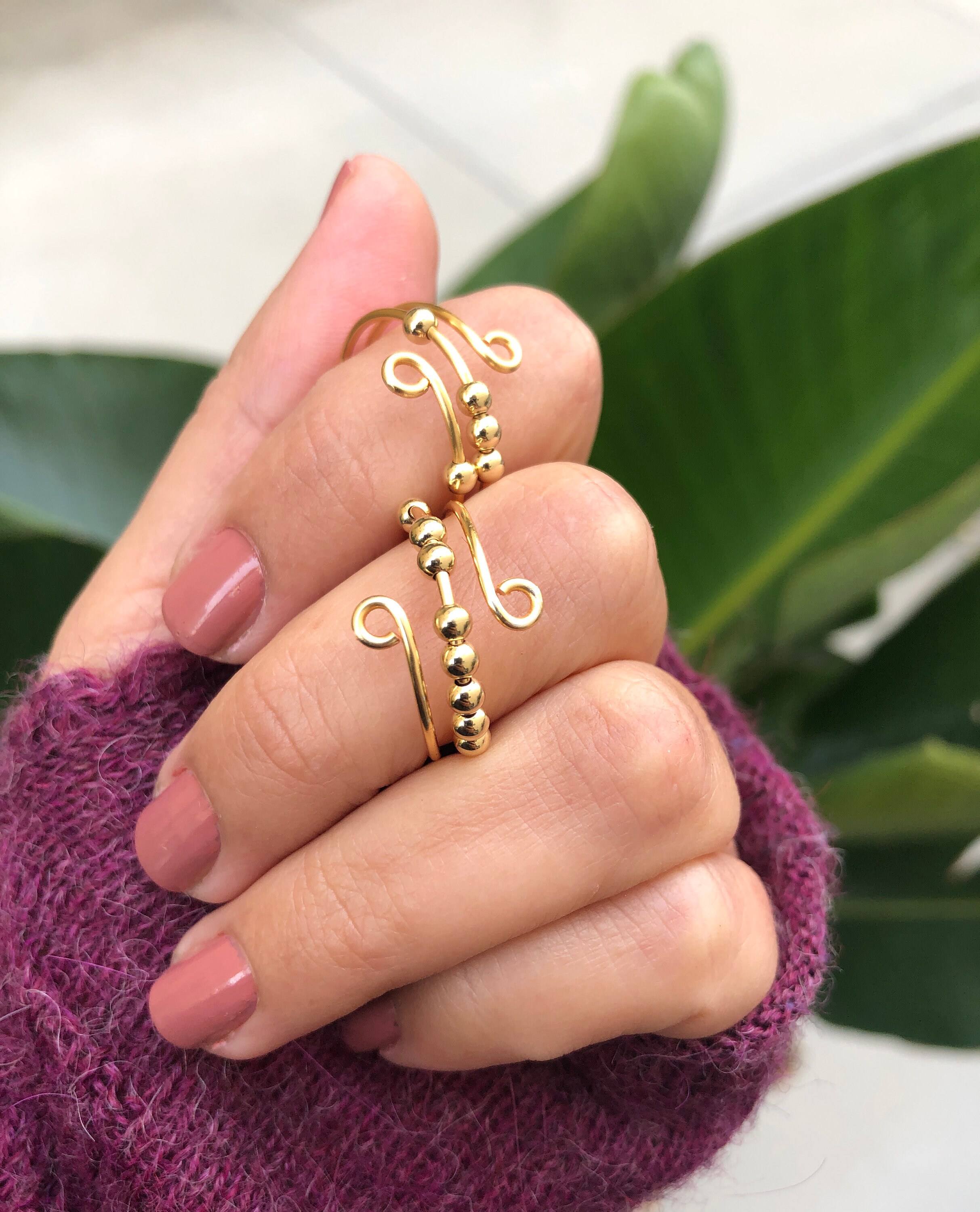 Fidget Ring Gold Fill Anxiety Rings Dainty Worry Rings Etsy