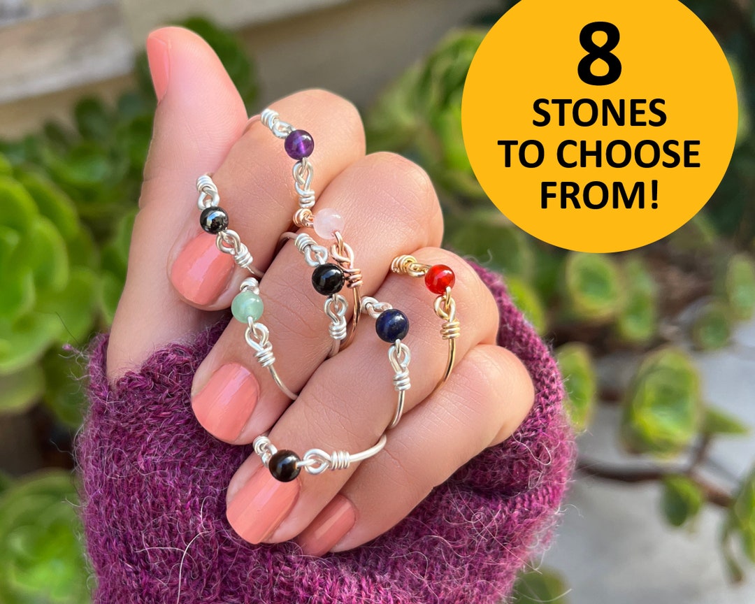 Dainty Gemstone Fidget Ring, Natural Stone Jewelry - Etsy