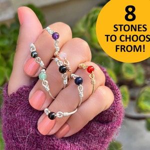 Dainty gemstone fidget ring, natural stone jewelry