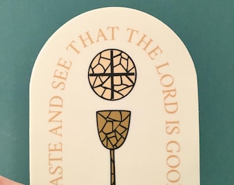 Eucharist Catholic Sticker, Scripture Verse Waterproof Vinyl Catholic Gift