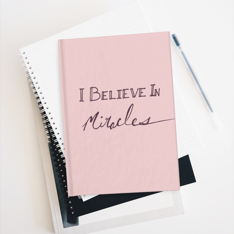 I Believe In Miracles Pink Journal, Inspirational Prayer Journal for Her, New Year's Motivational Goal Journal image 1