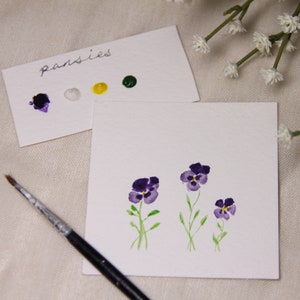 Mini Painting Kit Pansies Mini Watercolor Paint Kit, DIY paint kit, DIY kids craft kit, Floral watercolor kit image 1