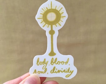 Eucharist Monstrance Sticker, Catholic Adoration, Waterproof Vinyl
